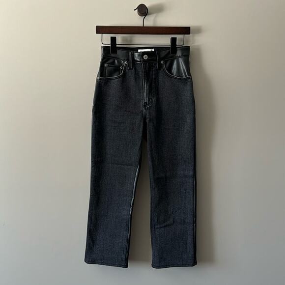 Abercrombie & Fitch Denim - ABERCROMBIE & FITCH MIXED FABRIC ULTRA HIGH RISE ANKLE STRAIGHT JEAN SIZE 26 XS